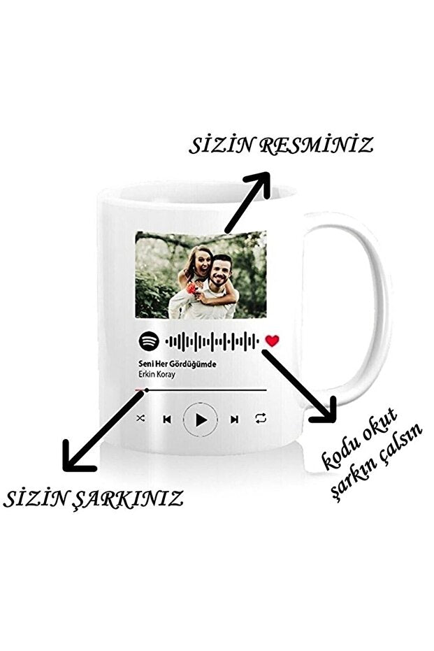 Personalized Spotify Song Code Photo Mug - Custom Porcelain Gift