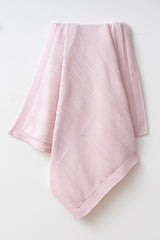 Knitted Pattern Baby Blanket - Soft Natural Cotton & Lamb Fleece, 80x90 cm