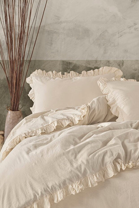 Grace 100% Cotton Ruffled Single Duvet Cover Set 160x220cm
