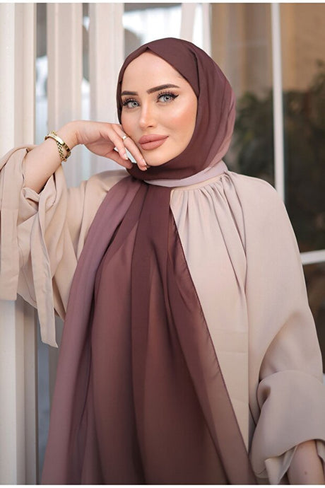 Ombre Chiffon Shawl - Coffee Mink Gradient