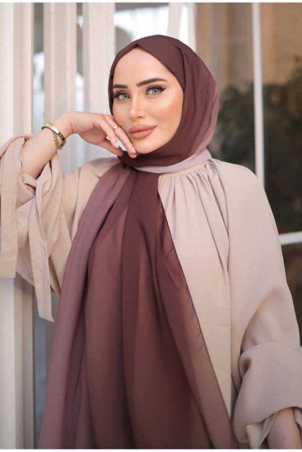 Ombre Chiffon Shawl - Coffee Mink Gradient
