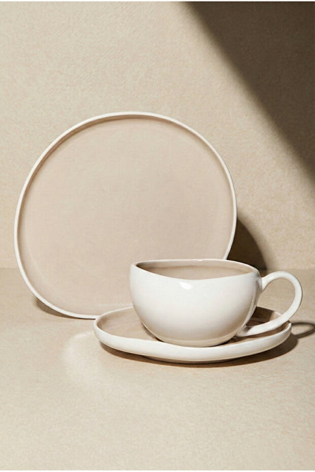 Roma Beige Porcelain 18-Piece Dessert & Tea Serving Set
