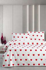 Double Pique Bedding Set - 100% Cotton Heart Design