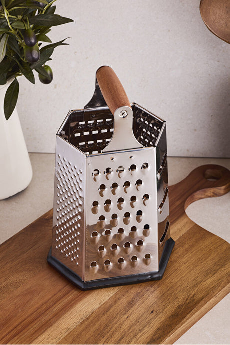 Ergonomic Acacia Handle Box Grater - 23 cm