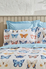 Danny 100% Cotton Double Duvet Cover Set - Butterfly Pattern