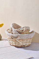 Woven Storage Baskets with Linen Liners - Set of 3