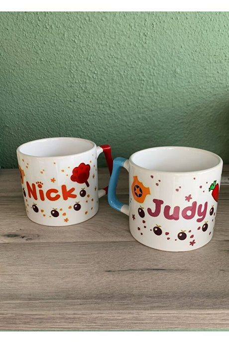 Zootropolis Nick and Judy Couple Mugs with Coasters - 4 Piece Set