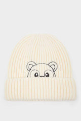Baby Boy Peeking Bear Embroidered Knitted Beanie