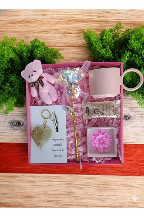 Romantic Gift Box: Ceramic Mug, Everlasting Rose, Peony Candle & More