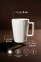Pure Daisy Pure White Porcelain Mug Set - 230ml, 4 Pieces