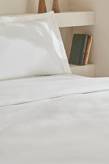 100% Cotton Double Duvet Cover Set - White & Soft