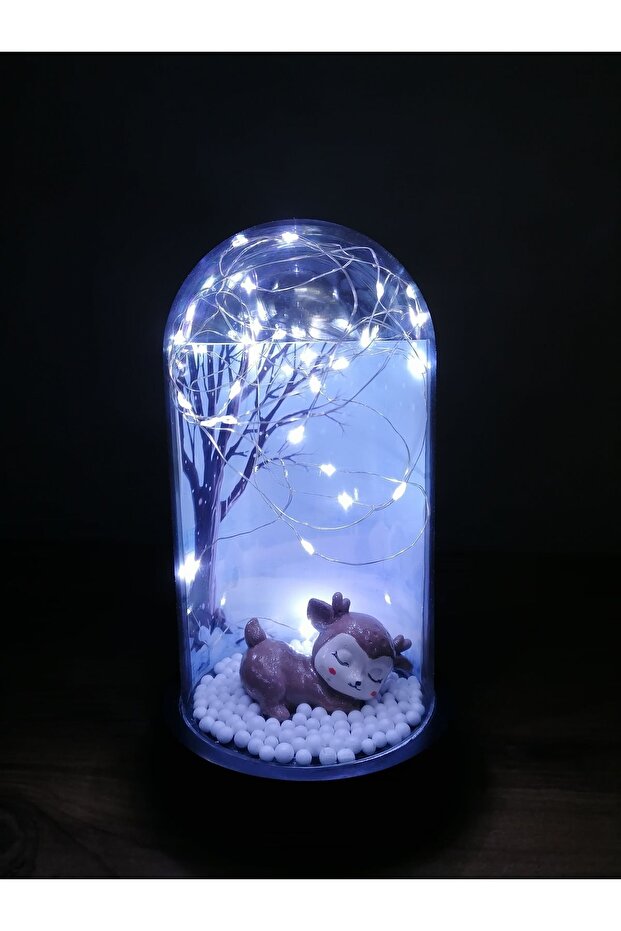 Enchanted Sleeping Deer Lighted Cloche - Romantic Home Decor Gift
