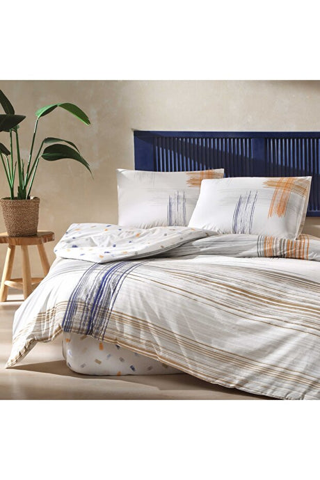 Orion Ranforce Double Duvet Cover Set - Modern Grey Stripes