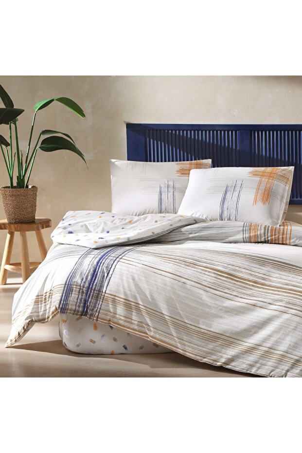 Orion Ranforce Double Duvet Cover Set - Modern Grey Stripes