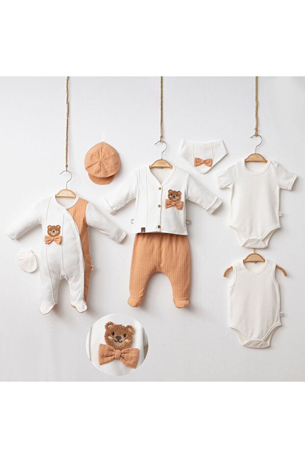 8-Piece Organic Cotton Newborn Hospital Exit Set - Cute Bear Design