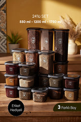 Locky Grey Square Food Storage Container Set - 24 Pieces
