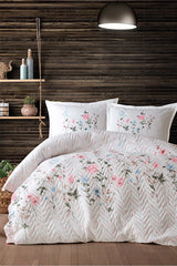 Double Four Seasons Pink Floral Quilted Duvet Cover Set