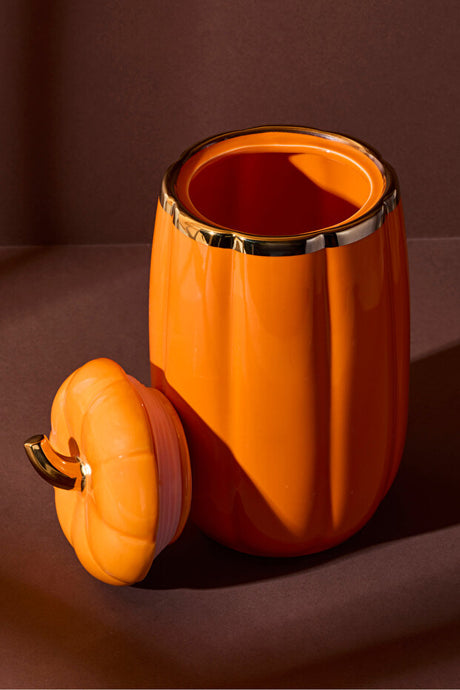 Pumpkin Lidded Porcelain Storage Jar - 23x12.4 cm