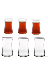 Elegant Clear Glass 6-Piece Tea Glass Set - Traditional Turkish Design