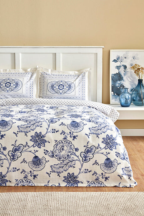 Amar Blue 100% Cotton Single Duvet Cover Set