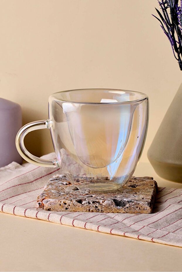 Colors Double-Walled Heart-Shaped Glass Mug - 150ml