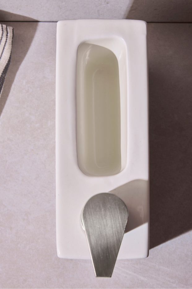 750ml Porcelain Kitchen Soap Dispenser with Integrated Sponge Holder