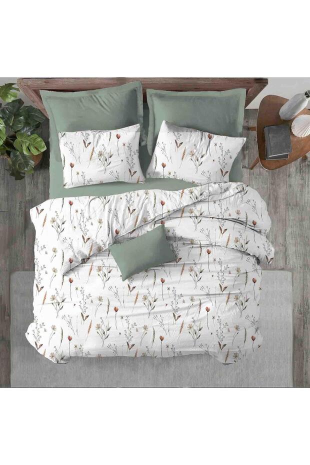 Floral Double Duvet Cover Set - Cotton-Poly Blend with Fitted Sheet