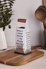 20 cm Acacia Handle 4-Sided Stainless Steel Cheese & Vegetable Grater