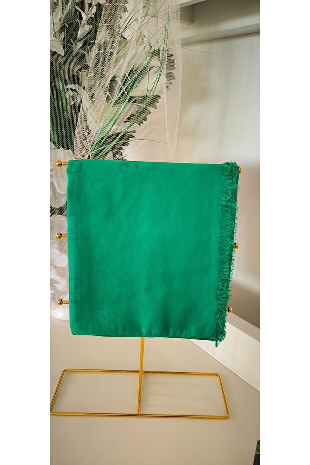 Women's Silky Cotton Jacquard G Pattern Shawl - Benetton Green