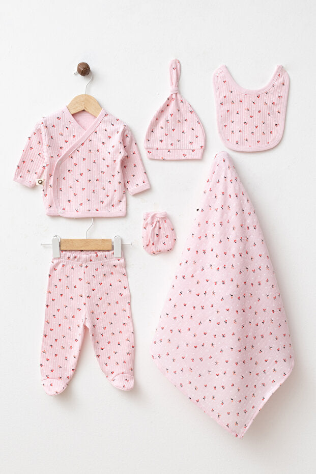 Newborn 0-3 Months 6-Piece 100% Cotton Wildflower Baby Clothing Set