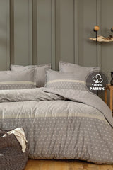 Amora Single Duvet Cover Set - Grey, 100% Cotton Ranforce