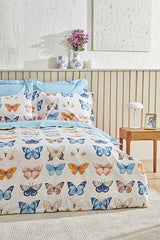 Danny 100% Cotton Double Duvet Cover Set - Butterfly Pattern