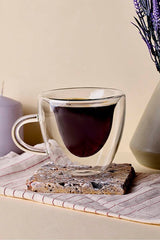 Double Walled Heart Shaped Glass Mug - 150ml