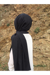 Women's Black Plain Cotton Shawl