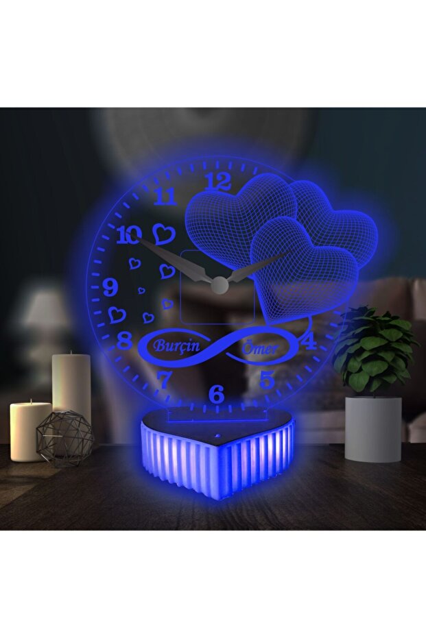 Personalized Infinity Love LED Clock Lamp - 16 Color Remote Control