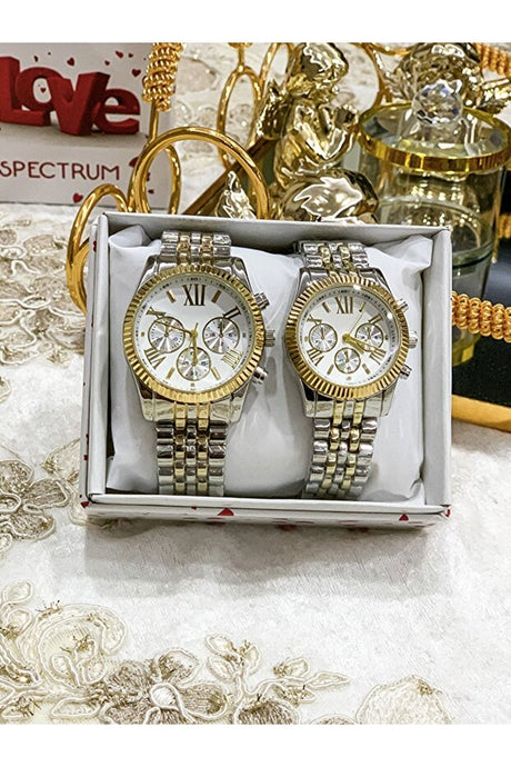 Elegant Two-Tone Couple Watches - Perfect Valentine's Day Gift Set