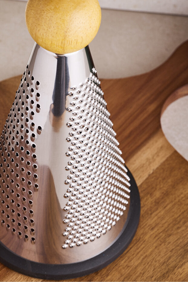 23 cm Conical Kitchen Grater - Multi-functional with Bamboo Handle