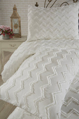 Double Size 3-Piece Pique Bedding Set - Cream