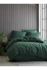 Jacquard Satin Double Duvet Cover Set - Hexa Green