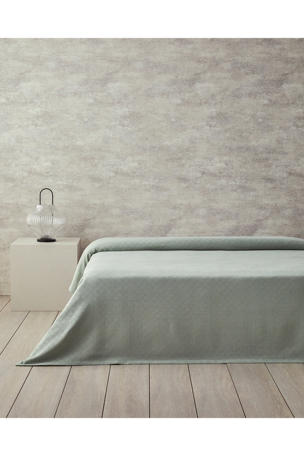 Plain 100% Cotton Double Pike - Green, 200x220 cm