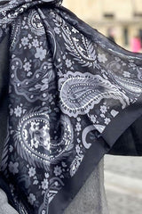 Soft Cotton Shawl - Black & Grey Paisley Pattern