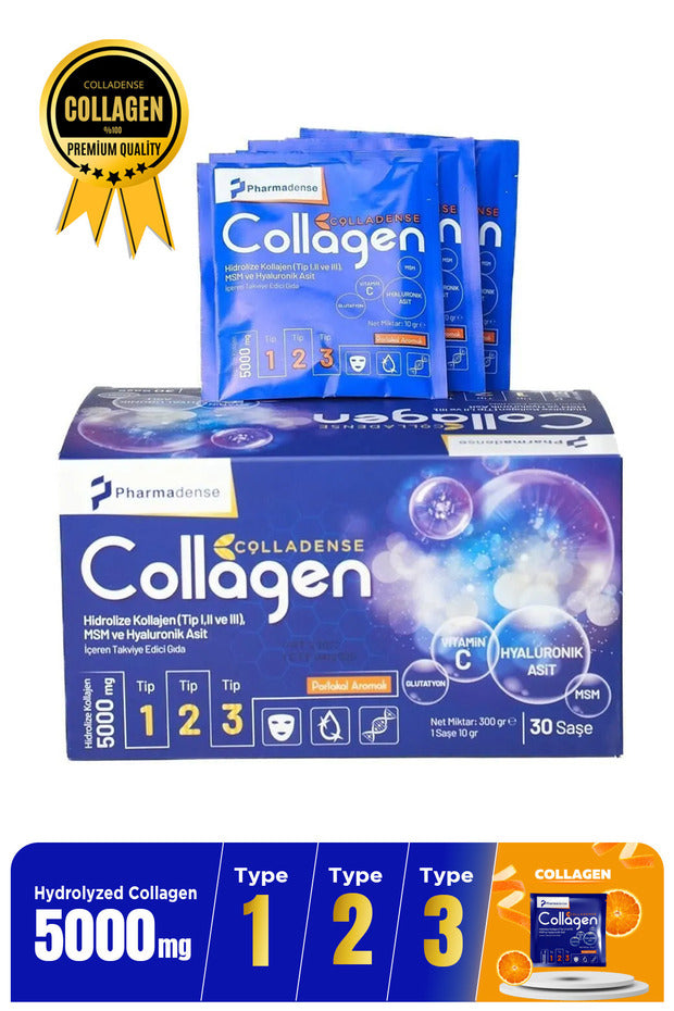 Colladense Collagen 5000mg - Type 1, 2, 3 - Orange, 30 Sachets