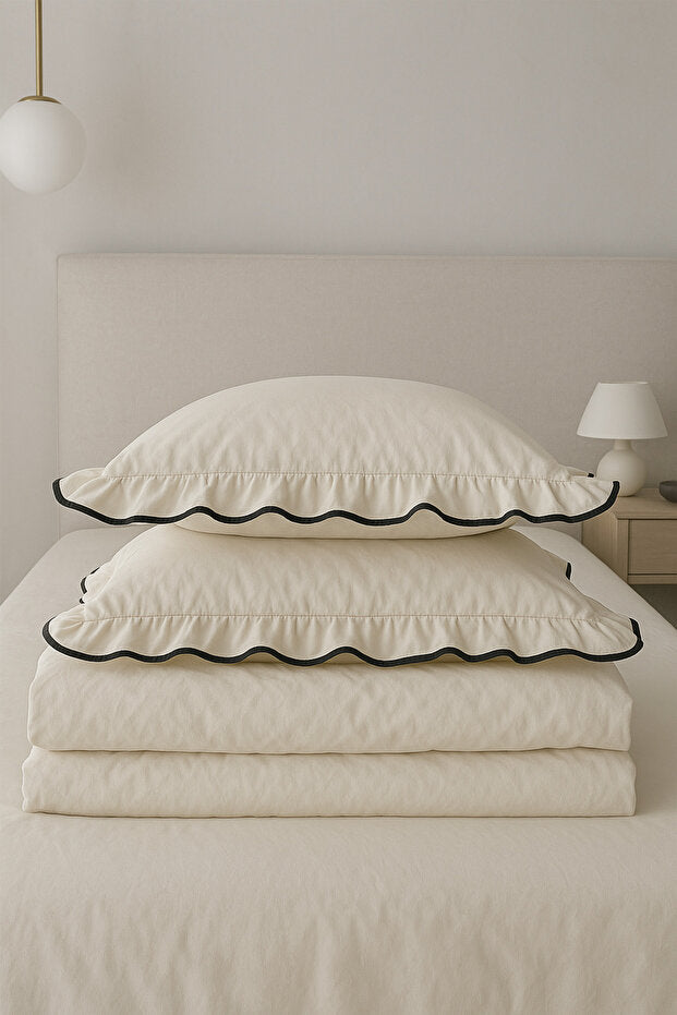 Double Size 100% Cotton Ruffled Duvet Cover Set - 3 Piece
