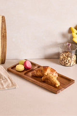 Elegant Acacia Wood Serving Tray with Partitions - 35x15 cm