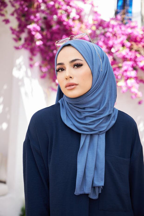 Indigo Blue Jersey Shawl - Soft & Lightweight