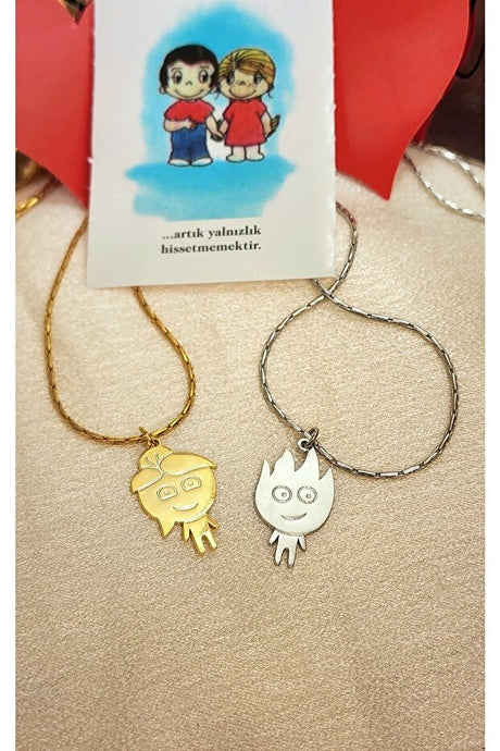 Yin Yang Fire & Water Couple Friendship Necklaces - 45cm Pair