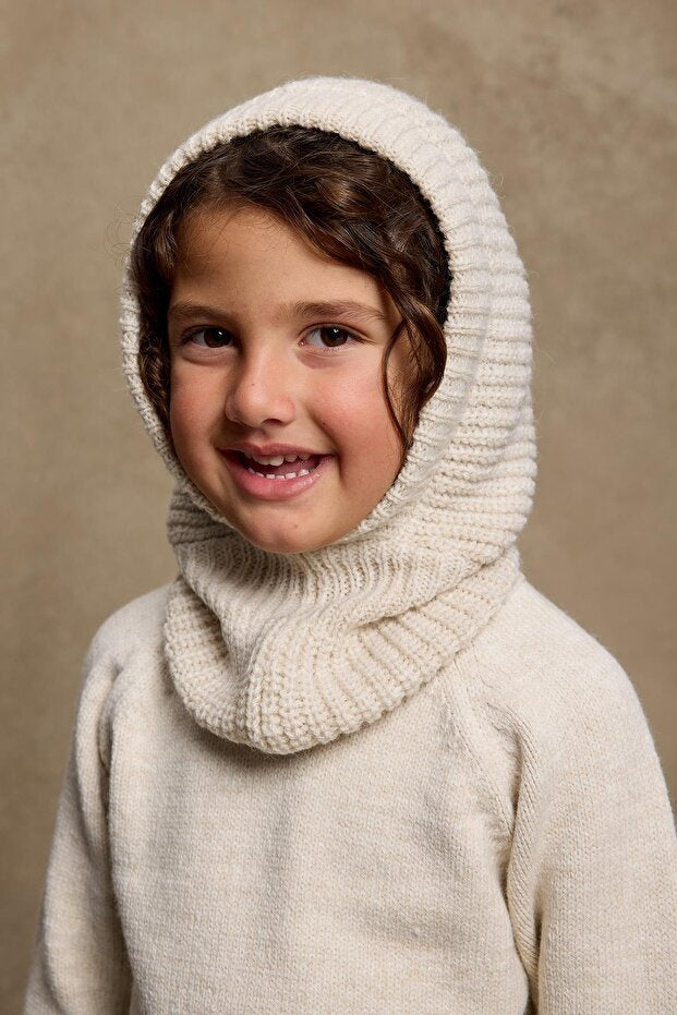 Knitted Child Balaclava - Stone