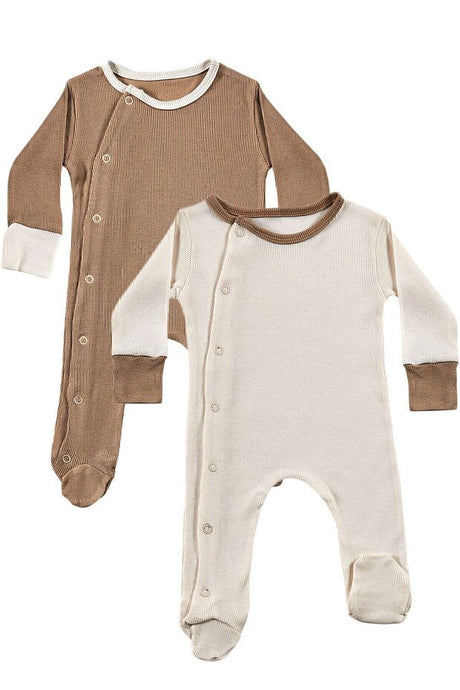 Premium Organic Cotton Newborn Baby Bodysuit Gift Set - 2 Piece Unisex Milky Chocolate Style