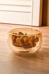Double Wall Amber Glass Bowl - 300ml Ergonomic Design