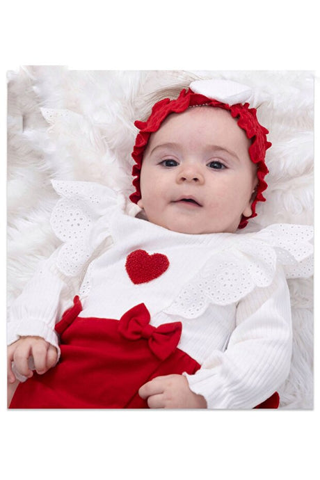 Baby Girl 3-Piece Outfit Set with Socks - Red Heart Design